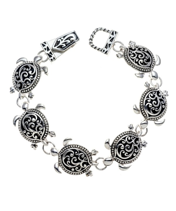 PammyJ Silvertone Detailed Magnetic Bracelet