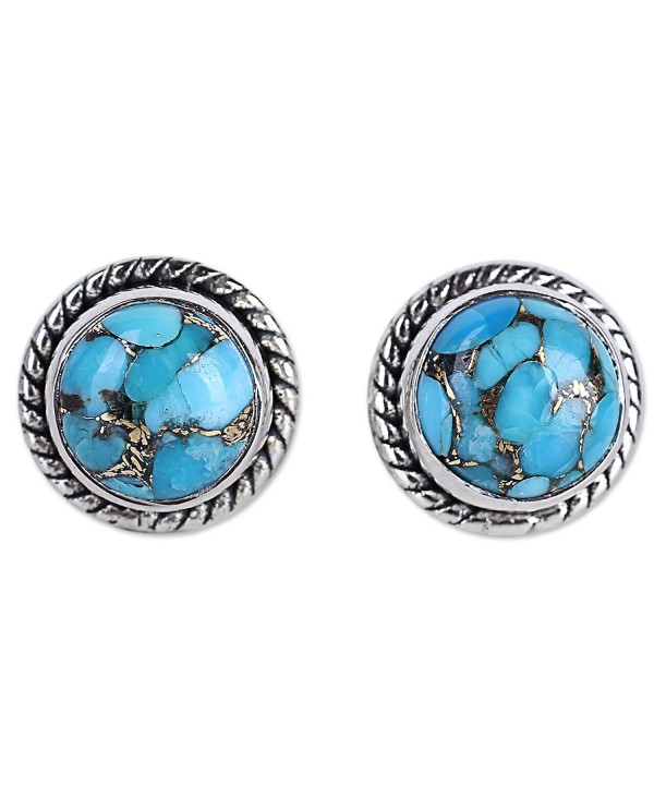 NOVICA Reconstituted Turquoise Sterling Earrings