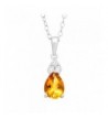 Natural Citrine Pendant Necklace Sterling