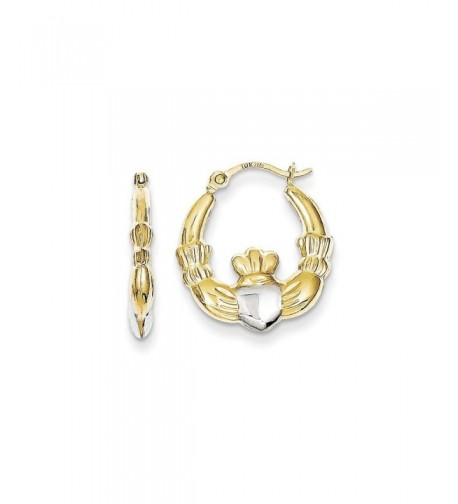 Gold Claddagh Earrings white yellow gold