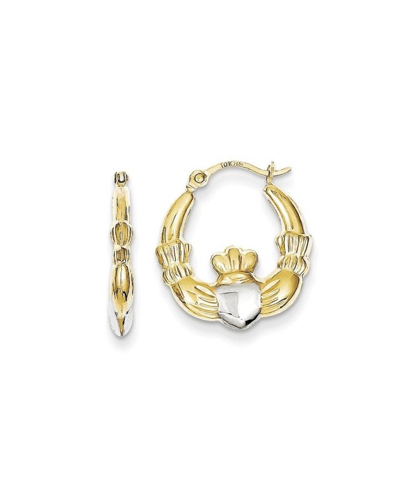 Gold Claddagh Earrings white yellow gold