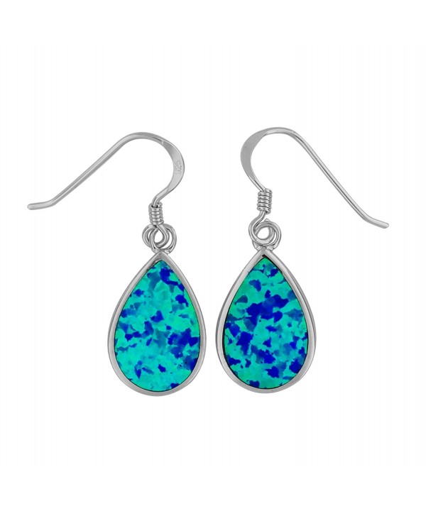 Sterling Silver Synthetic Teardrop Earrings