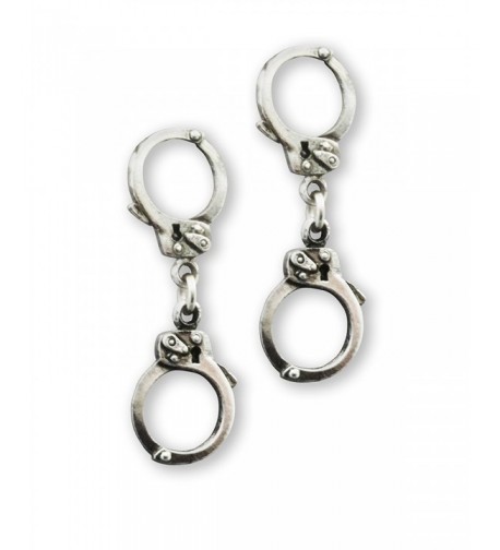 Double Handcuff Dangle Earrings Silver