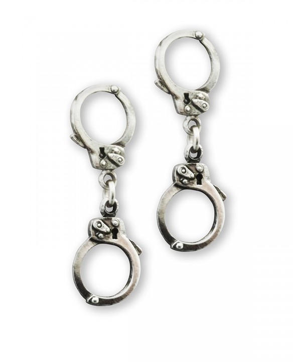 Double Handcuff Dangle Earrings Silver