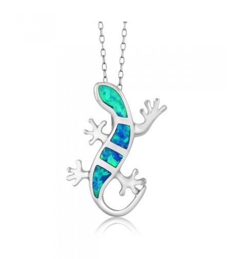 Sterling Silver Created Lizard Pendant