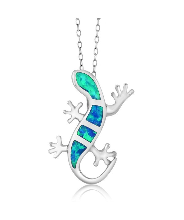 Sterling Silver Created Lizard Pendant