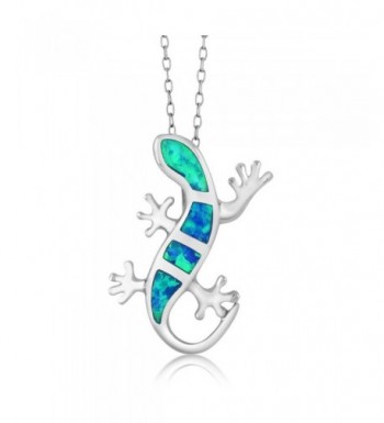 Sterling Silver Created Lizard Pendant