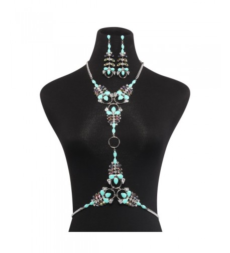 Statement Necklace Earrings Jewelry Box HLN0004E Blue