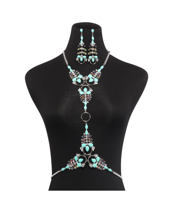 Statement Necklace Earrings Jewelry Box HLN0004E Blue