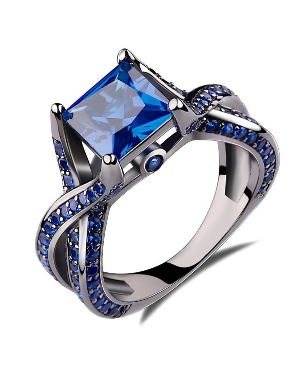 Princess Created Sapphire Engagement Sterling