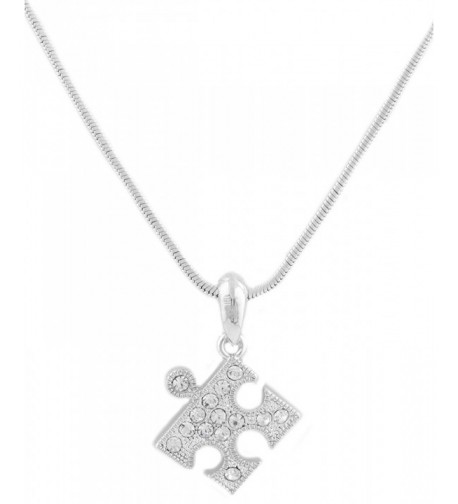 Silvertone Puzzle Pendant Necklace B 1686