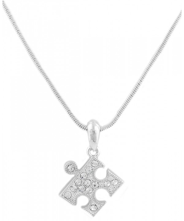 Silvertone Puzzle Pendant Necklace B 1686