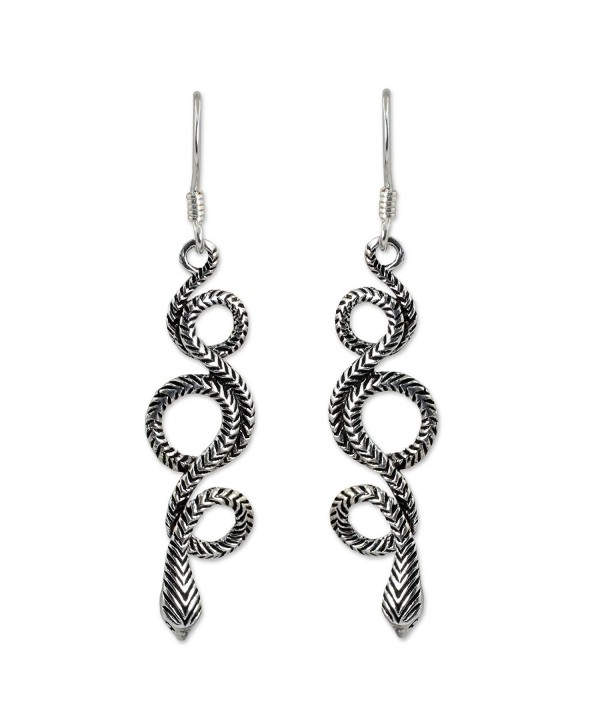 NOVICA Sterling Earrings Infinity Serpent