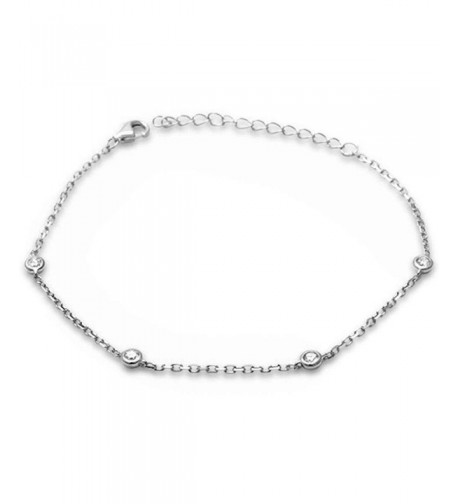 Sterling Silver Bezel Zirconia Bracelet