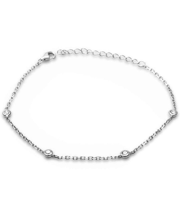 Sterling Silver Bezel Zirconia Bracelet