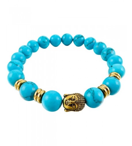 INBLUE Bracelet Simulated Turquoise Elastic