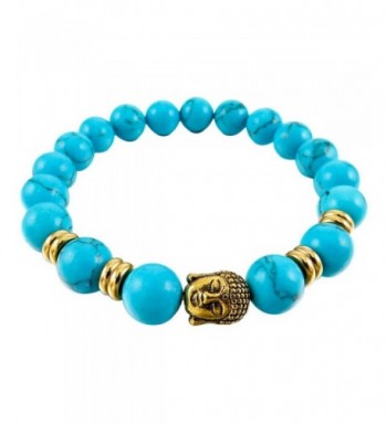 INBLUE Bracelet Simulated Turquoise Elastic