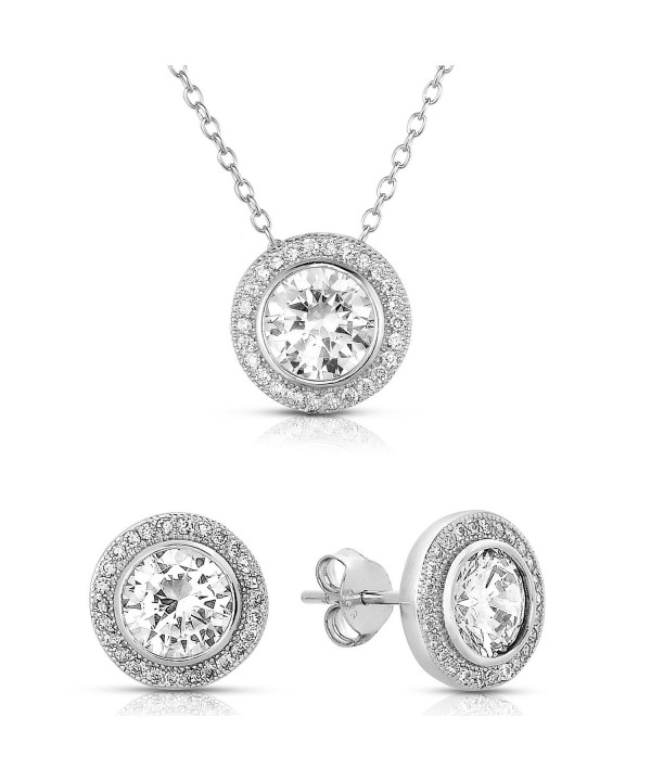 Sterling Zirconia Earrings Pendant Necklace