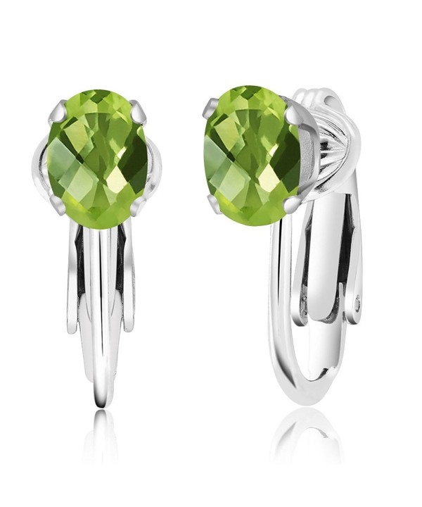 Checkerboard Peridot Sterling Silver Earrings