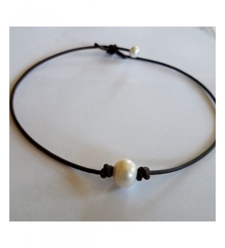 Freshwater Pearl Leather Choker Necklace