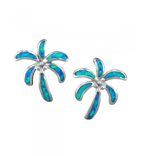 Sterling Silver Synthetic Blue Earrings