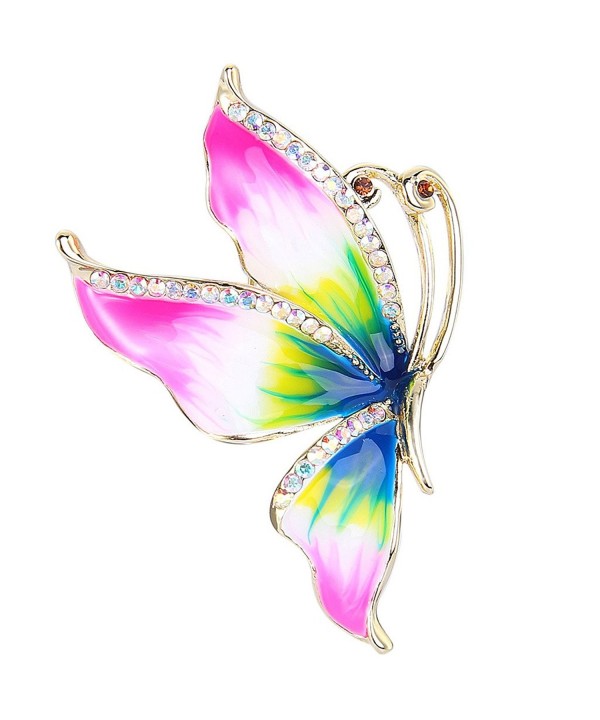 EVER FAITH Butterfly Multicolor Gold Tone