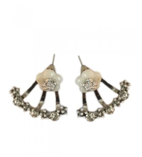 Flower Earring Jackets Silver