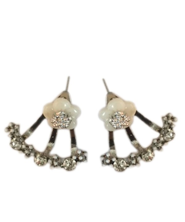 Flower Earring Jackets Silver