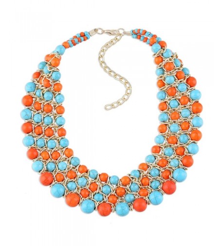 Imitation Turquoise Weaving Multicolor Necklace