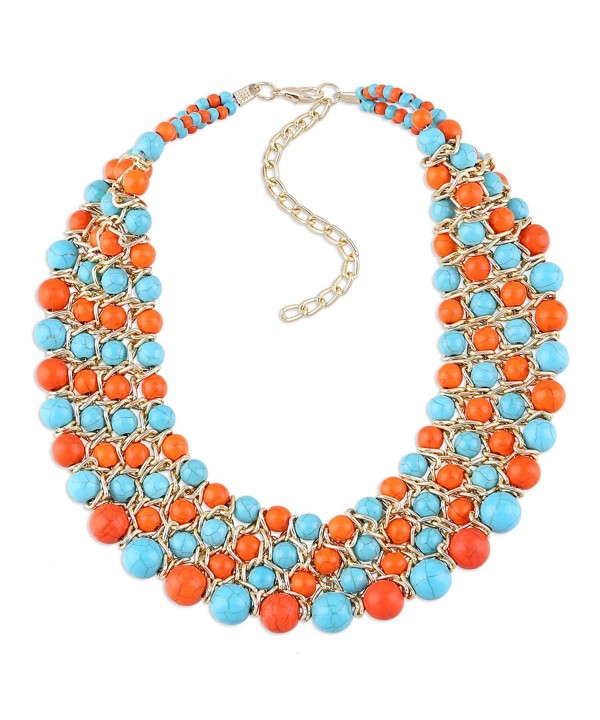 Imitation Turquoise Weaving Multicolor Necklace