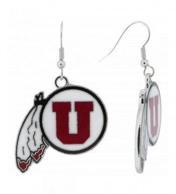 University Feathered Earrings White Enamel