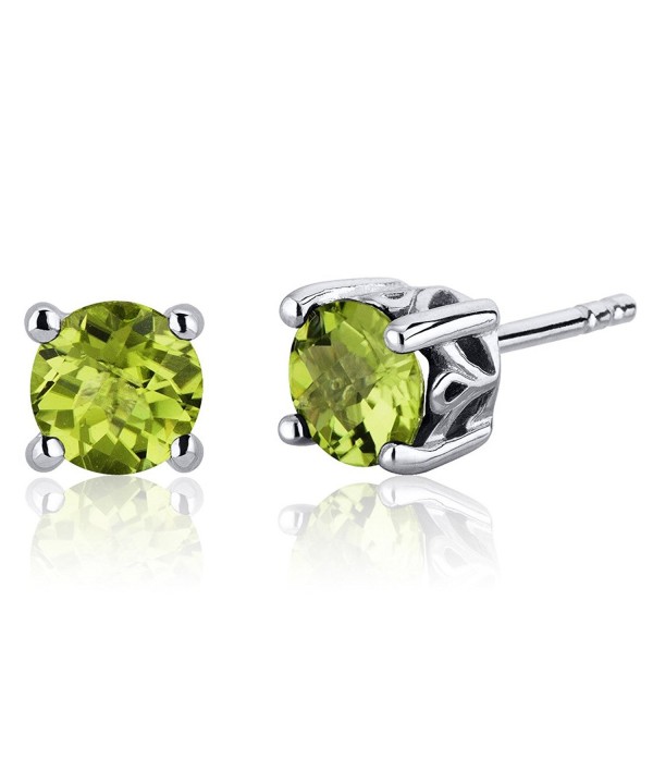 Scroll Peridot Earrings Sterling Rhodium