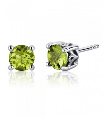 Scroll Peridot Earrings Sterling Rhodium