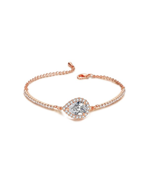 SPILOVE Jewelry Elegant Teardrop Cubic Zirconia Link Bracelet for Women ...
