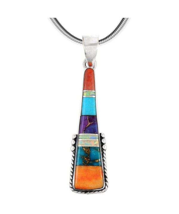 Gemstone Pendant Necklace Sterling Multi Gemstones