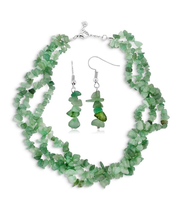 Strands Stone Aventurine Necklace Earrings