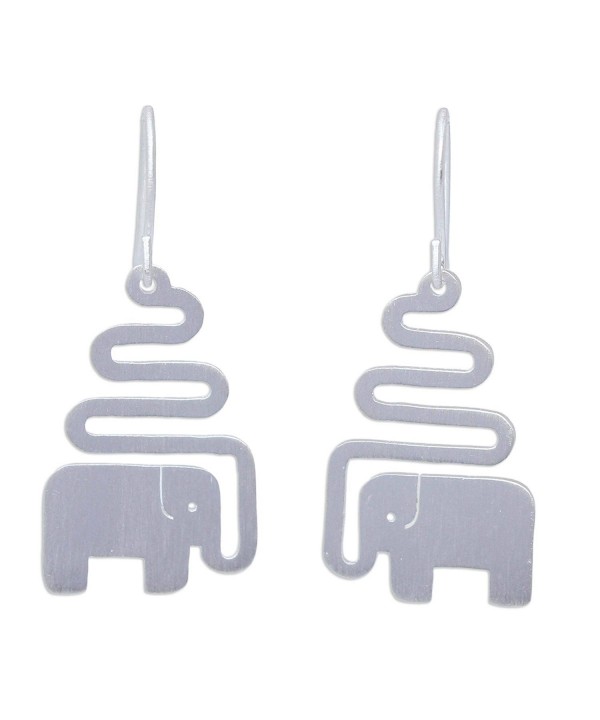 NOVICA Sterling Earrings Trumpeting Elephant