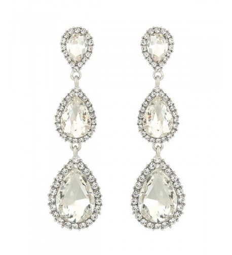 EleQueen Silver tone Austrian Crystal Earrings