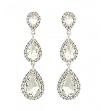 EleQueen Silver tone Austrian Crystal Earrings