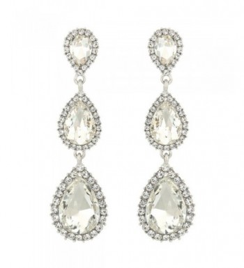 EleQueen Silver tone Austrian Crystal Earrings