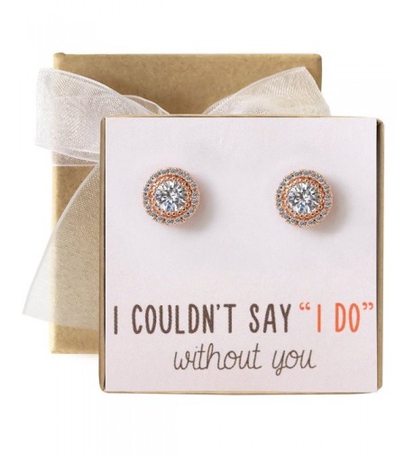 Bridesmaid Earrings Studs Zirconia Silver