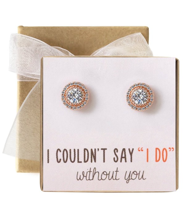 Bridesmaid Earrings Studs Zirconia Silver