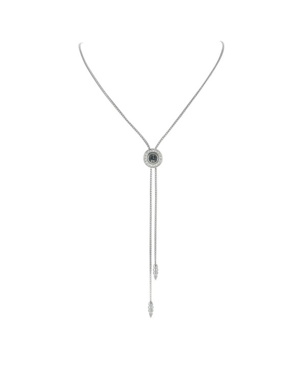 Chain Slide Necklace Zircon Pendant Grey