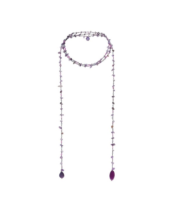 Sparkling Purple Quartz Reconstructed Lariat Necklace