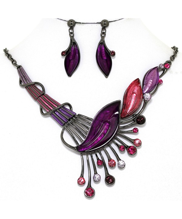 AnsonsImages Purple Rhinestone Necklace Earrings