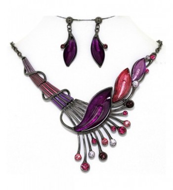 AnsonsImages Purple Rhinestone Necklace Earrings