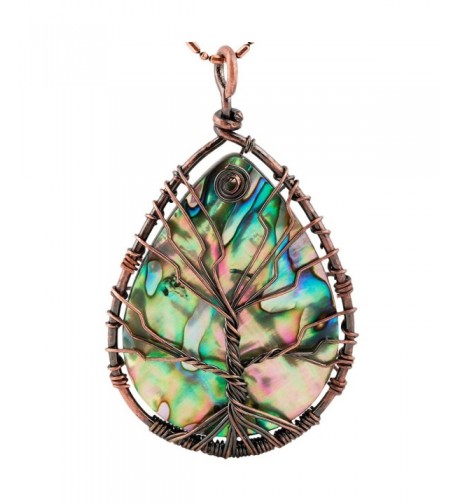 SUNYIK Teardrop Rainbow Abalone Necklace