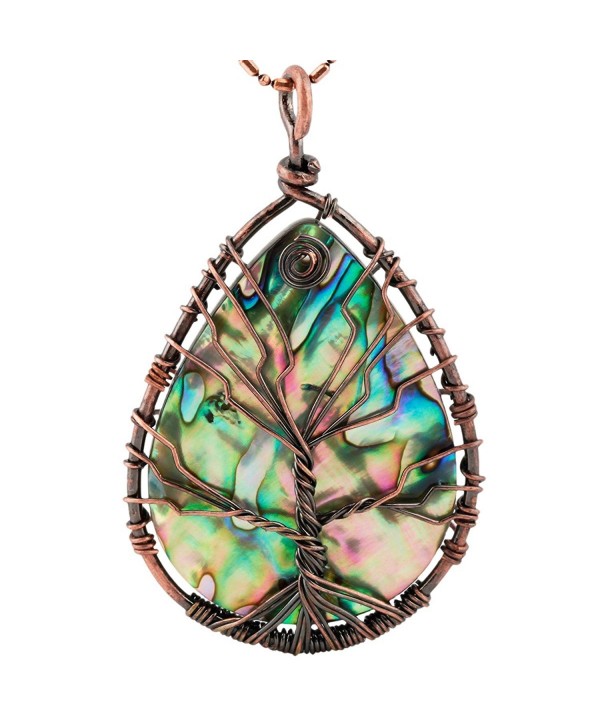 SUNYIK Teardrop Rainbow Abalone Necklace