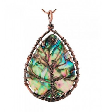 SUNYIK Teardrop Rainbow Abalone Necklace