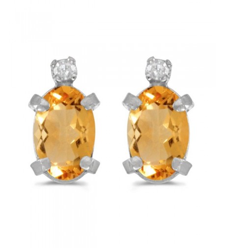 Sterling Silver Citrine Diamond Earrings